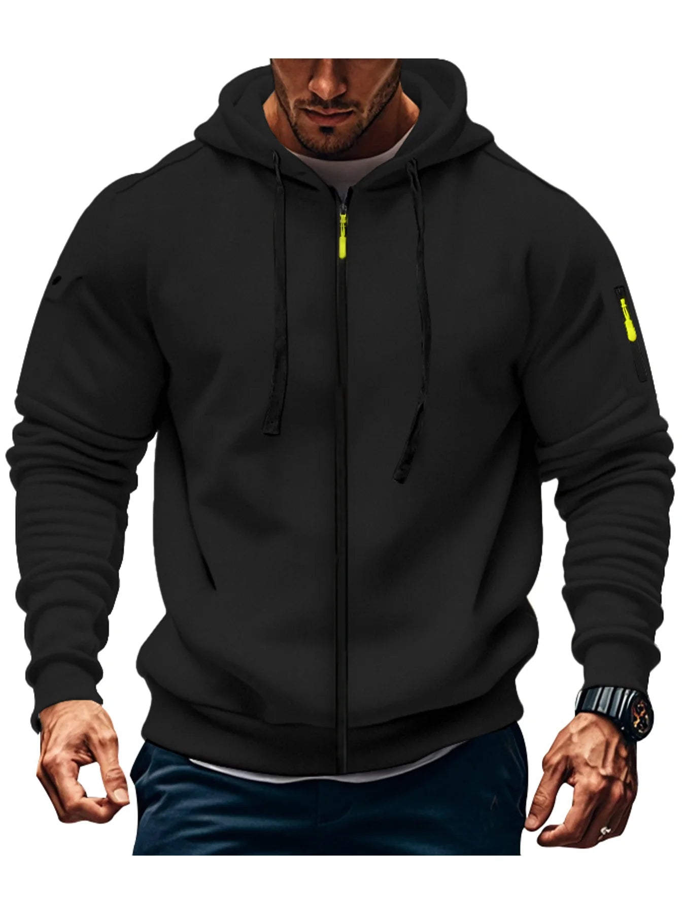 Men's Autumn Winter New Hoodies Long Sleeve Sweatshirt Zipper Design Hooded Sweatshirt for Men Sportswear Slim Fit Casual Jacket